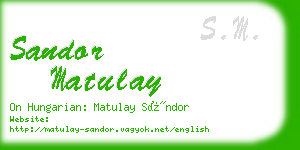 sandor matulay business card
